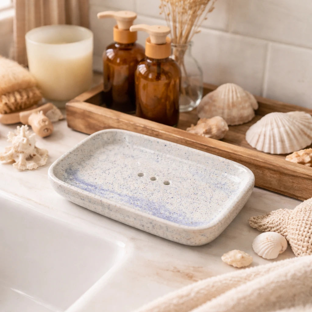 Seifenschale RUSTIC rechuteckig Keramik mit Ablauf