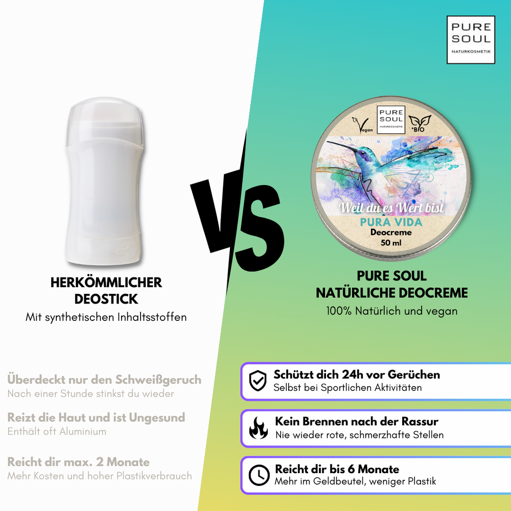 Bio Vegan Deo Creme - mit Natron ohne Duft ohne Parfum PURA VIDA basisches Deo