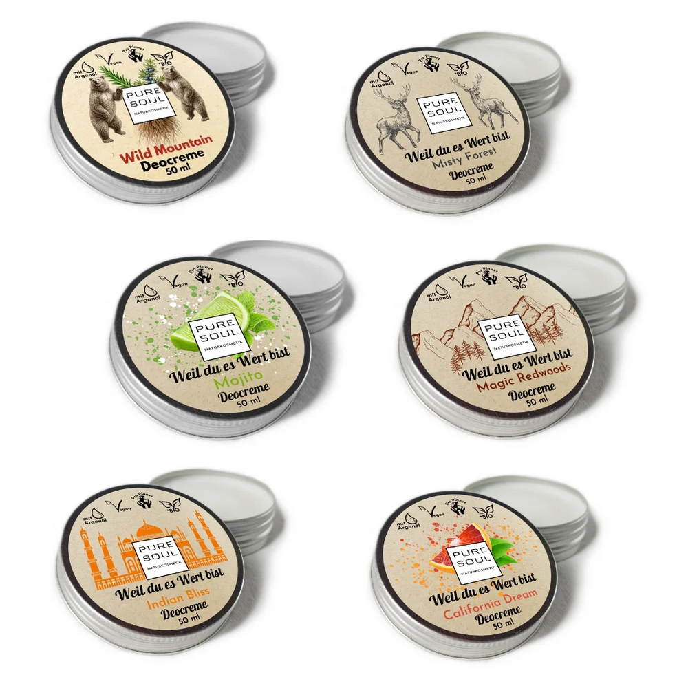 Bestseller für Männer 6x50ml Deo Creme Set bio vegan aluminiumfrei