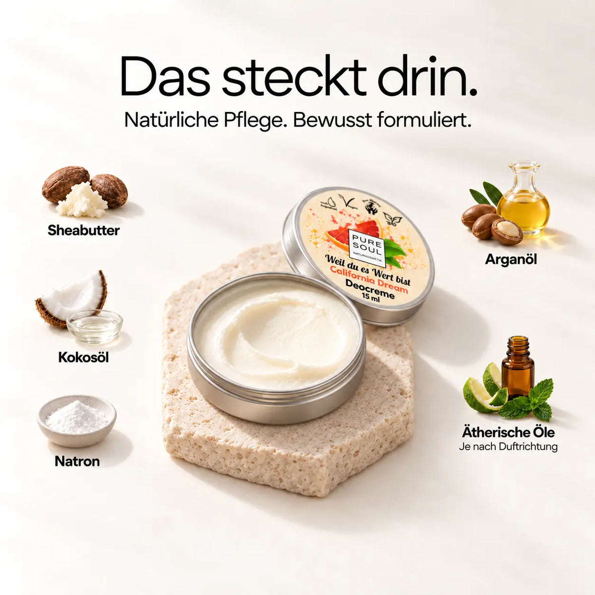 6x15ml Deo Creme Mini Set Frauen Starterpaket bio vegan aluminiumfrei