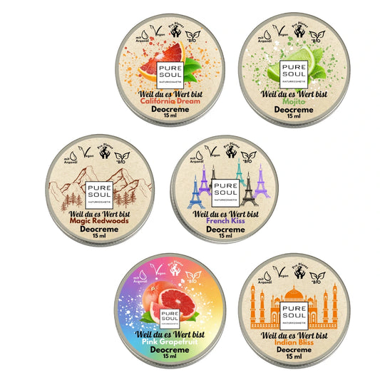 6x15ml Deo Creme für Frauen Starterpaket  bio vegan