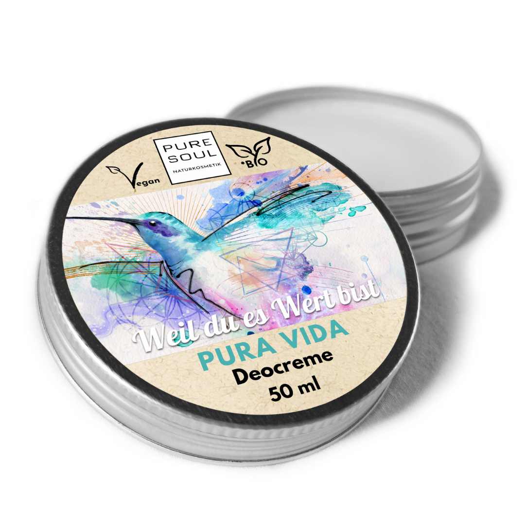 Bio Vegan Deo Creme - mit Natron ohne Duft ohne Parfum PURA VIDA
