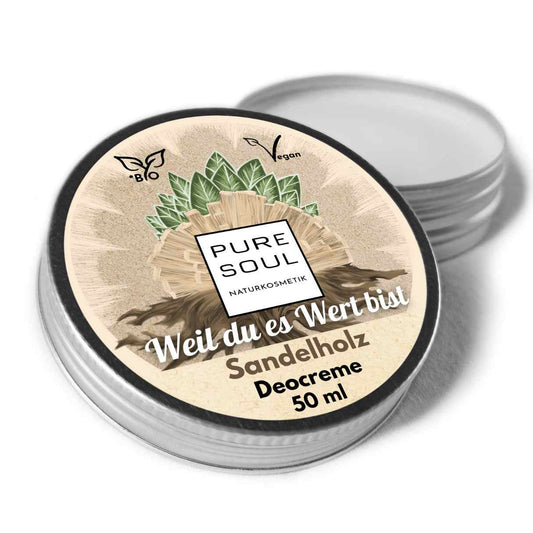 Deo Creme Sandelholz Vegan 50 ml - PURE SOUL Naturkosmetik