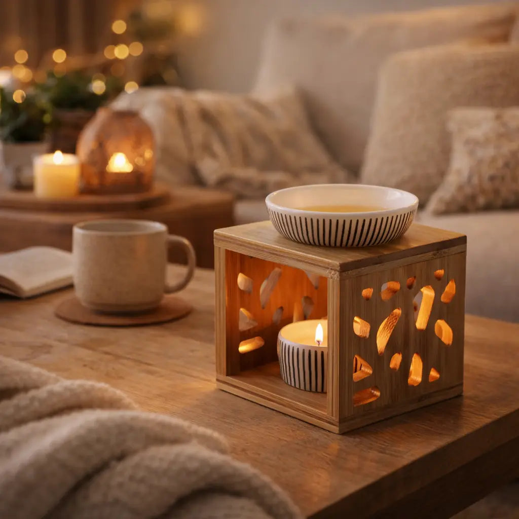 Aromalampe für ätherische Öle Bambus Keramik