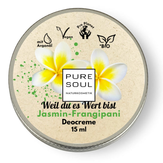 Deo Creme Frangipani Jasmin MINI Reisegröße 15ml – aluminiumfrei vegan Naturkosmetik