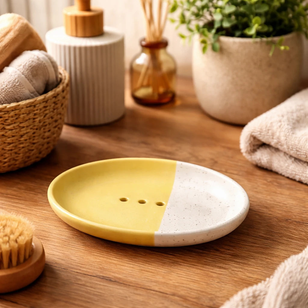 Seifenschale RUSTIC oval Keramik mit Ablauf