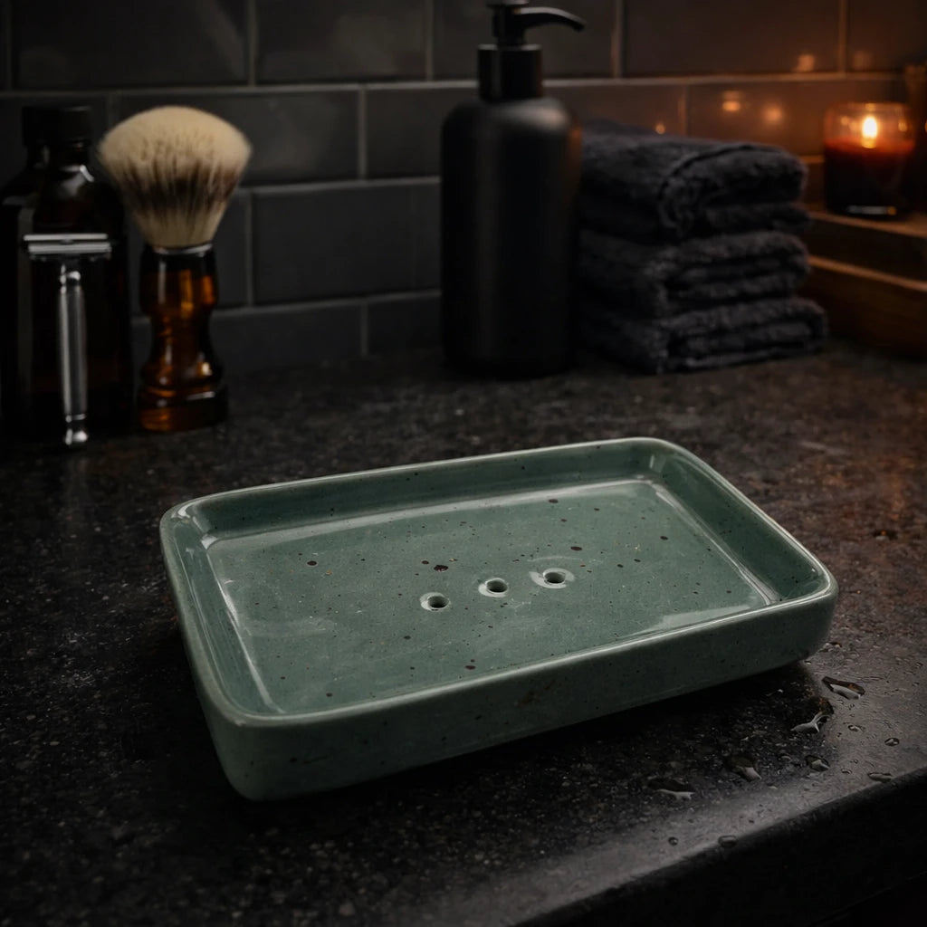 Seifenschale RUSTIC rechuteckig Keramik mit Ablauf