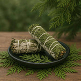 Sahumerio de salvia con puntas de cedro para limpieza de casas ahumadas