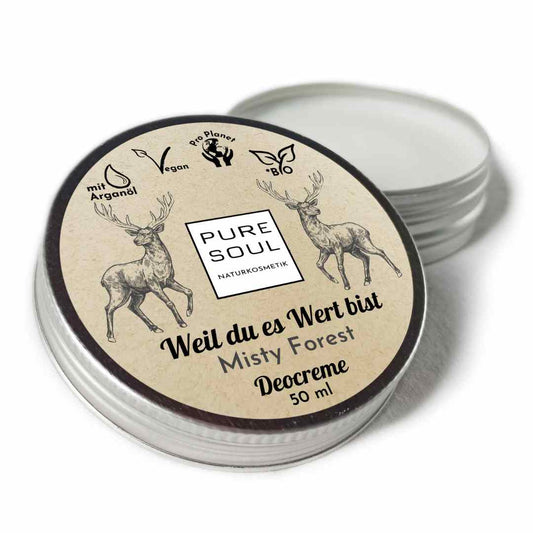 Deo Creme Zirbel und Zeder Duft - Misty Forest mit Natron - PURE SOUL Naturkosmetik
